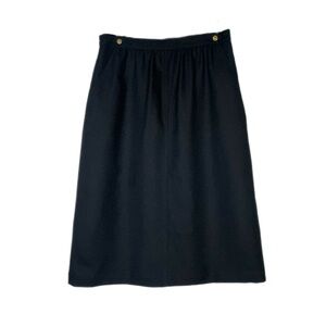 Haberdashery II Vintage 80’s Calf Length Pleated Waist Pocket Black Skirt